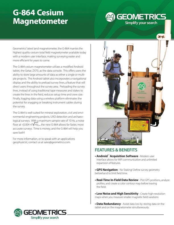 Geometrics - Model G-864 - Land Magnetometer Datasheet