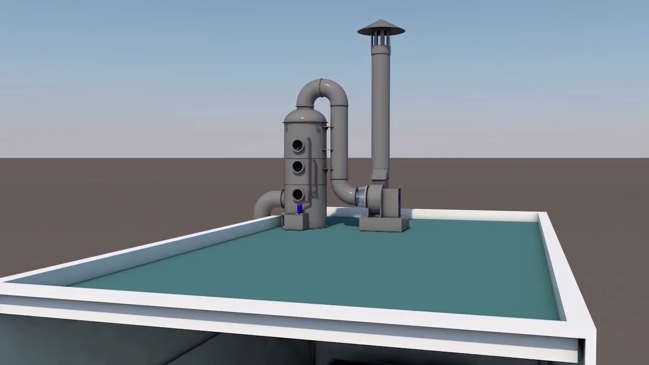 Exhaust gas scrubber 3D animation - Video