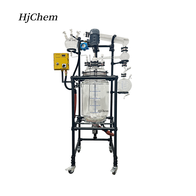 Hjchem 50l Kilo Lab Dual Jacket Borosilicate Chemical Glass Reactor