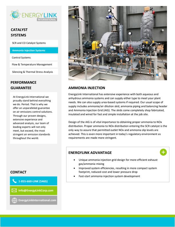 EnergyLink - Ammonia Injection Catalyst System - Brochure