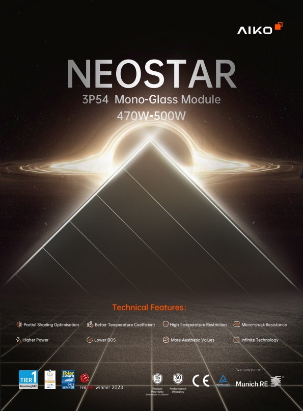 AIKO NEOSTAR - Model 3P54 - Mono-Glass Module 470W-500W - Brochure