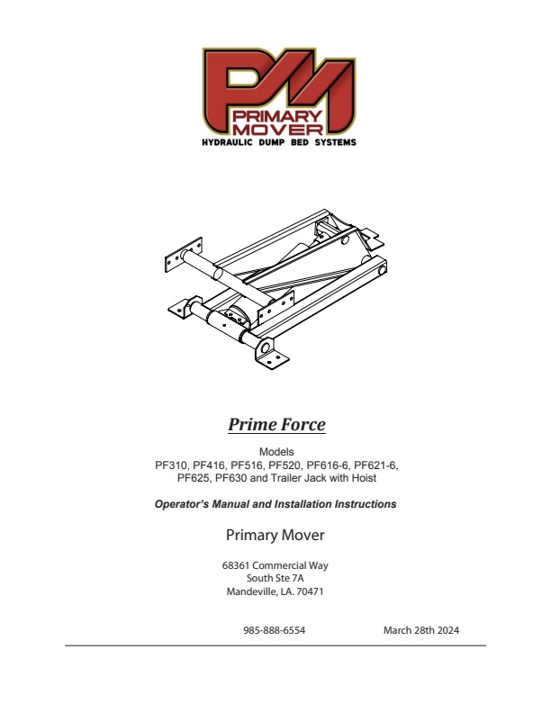 Primary-Mover - Model PF-416-K-LA - 6 Ton Hydraulic Scissor Hoist Kit ...