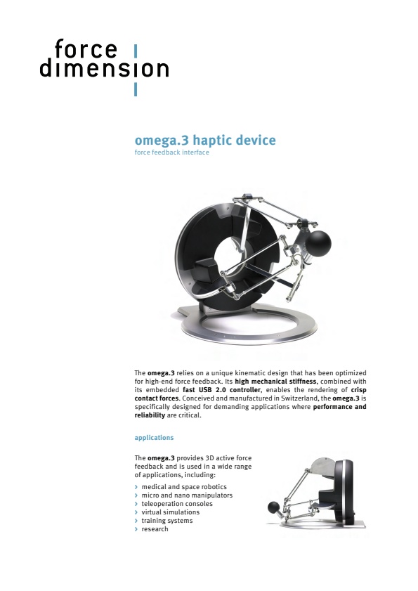 Force Dimension - Model omega.3 - Haptic Devices for Robotic and ...