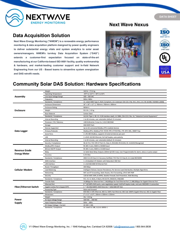 NWEM Nexus - Renewable Energy Performance Monitoring & Data Acquisition ...