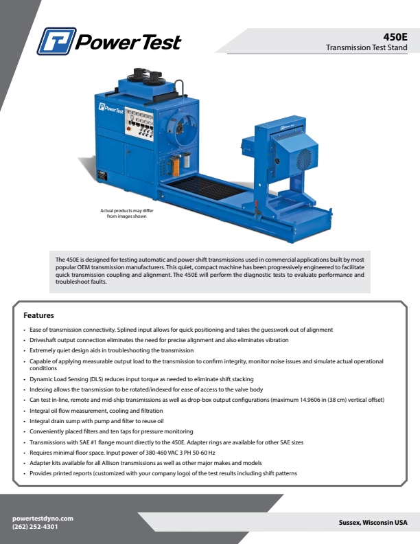 Power Test - Model 450E Series - Transmission Test System - Brochure