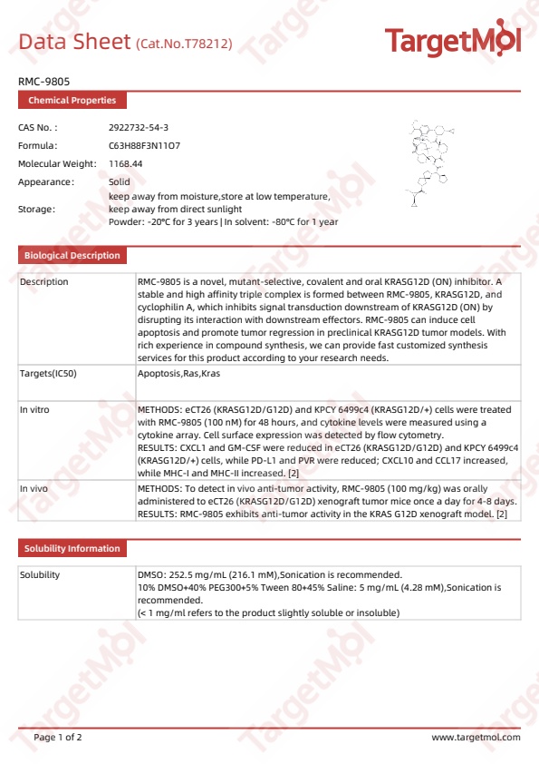 TargetMol - Model RMC-9805 - Inhibitor - Brochure