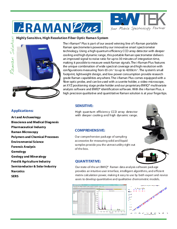 i-Raman Plus - Fiber Optic Raman System - Brochure