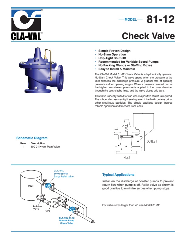 Cla-Val - Model 81-12 - Check Valve - Engineering Data Sheet - US ...