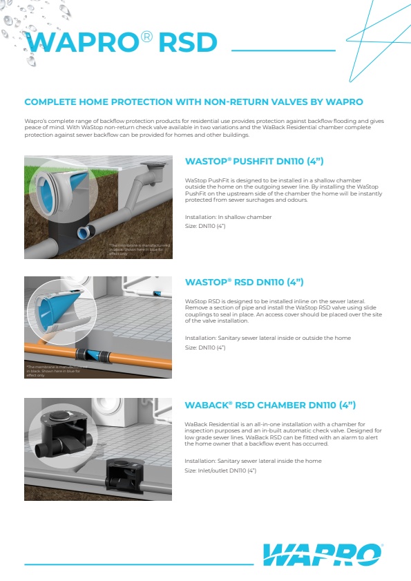 Wapro - Model WaStop Push Fit - Non-Return Check Valve -Brochure