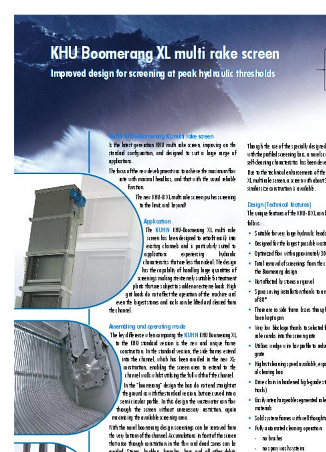KHU-Boomerang - Model XL - Multi-Rake Screen - Brochure