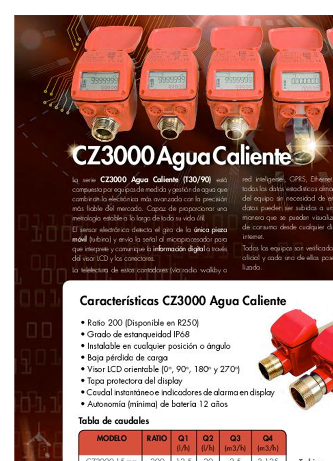 Contazara - Model CZ FIGHTER - Electronic Water Meter - Brochure