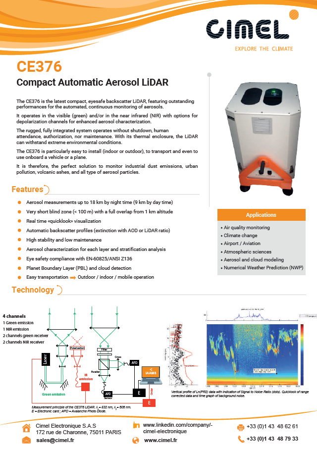 Cimel - Model CE376 - Micro LiDAR System - Brochure