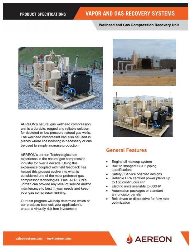 AEREON - Wellhead Compression Recovery Unit - Product Datasheet
