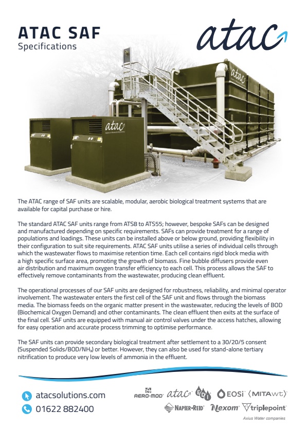 ATAC - Model SAF - Submerged Aerated Filter (SAF) - Brochure