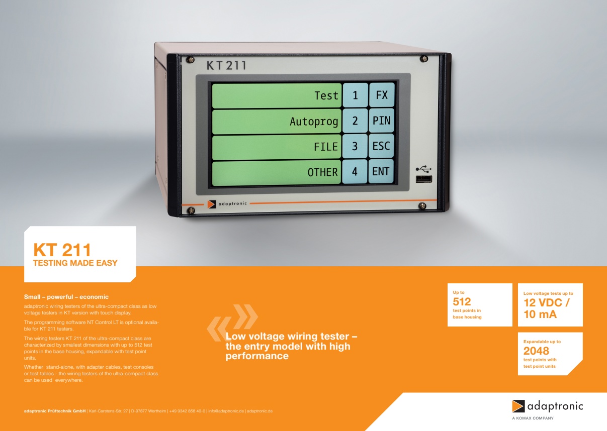 Adaptronic - Model KT 211 - Low-Voltage Wiring Tester - Brochure