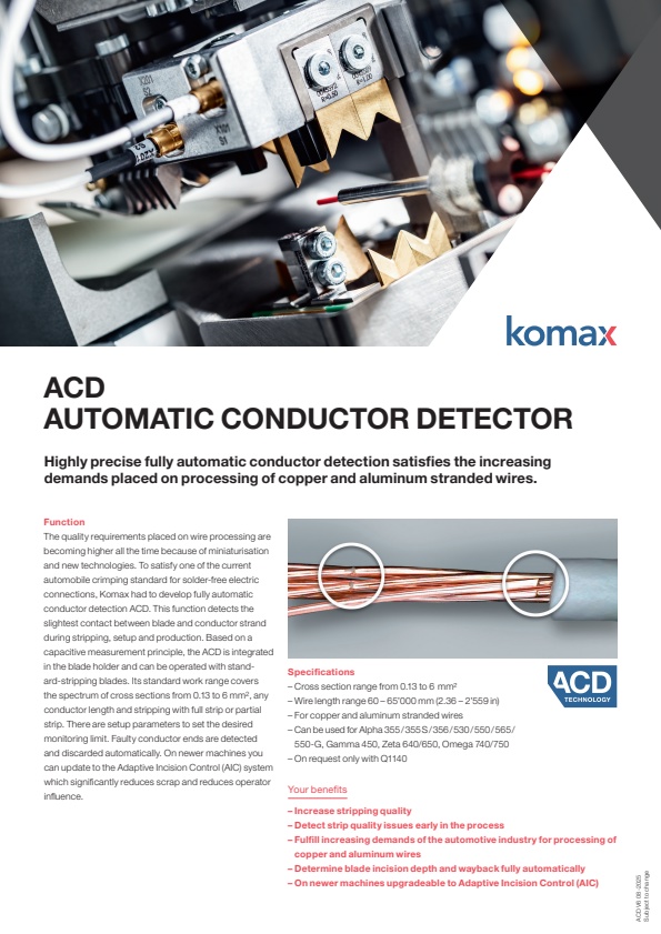 Komax - Model ACD - Automatic Conductor Detector - Brochure
