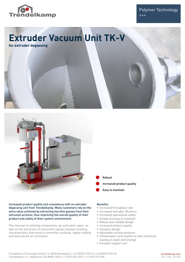 Trendelkamp - Model TK-V / TK-V Regel - Extruder Vacuum Degassing Unit ...