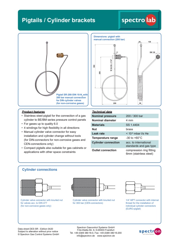 Spectron Spectrolab - Pigtails - Brochure