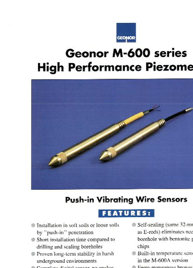 Geono - Model M-600 Series - Push in Vibrating Wire Sensors- Brochure