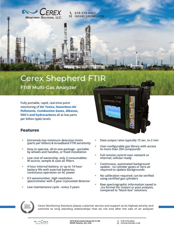 Cerex - Model Shepherd Series - Multi-Gas Micro FTIR Analyzer - Brochure
