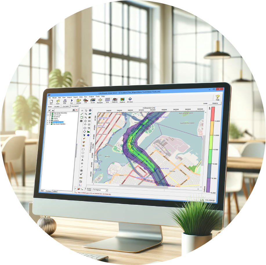 Air View Software Lakes Environmental CALRoads View 6.5.0 Traffic Air Dispersion Modeling ...