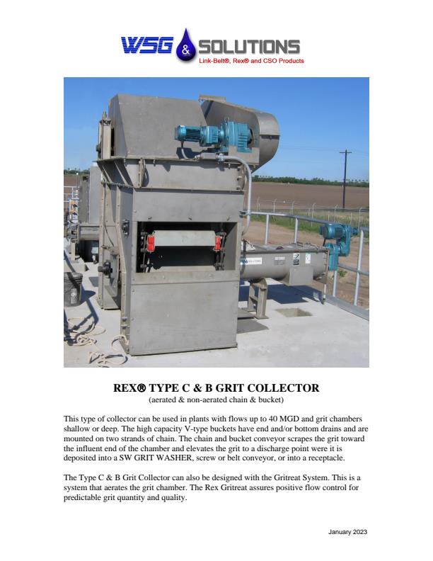 WSG - Model REX C&B - Chain & Bucket Grit Collector - Brochure