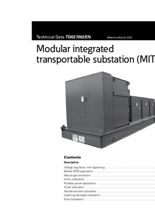 Modular Integrated Transportable Substation Technical Data
