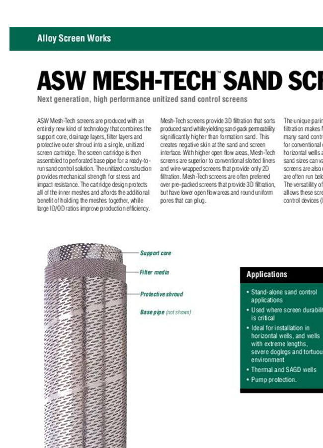 AMW - Model Mesh-Tech ASW - Sand Screen - Brochure