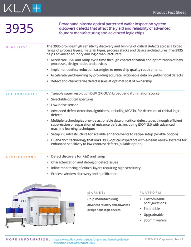 KLA - Model 39xx-3935 and 3920 - Super Resolution Broadband Plasma ...