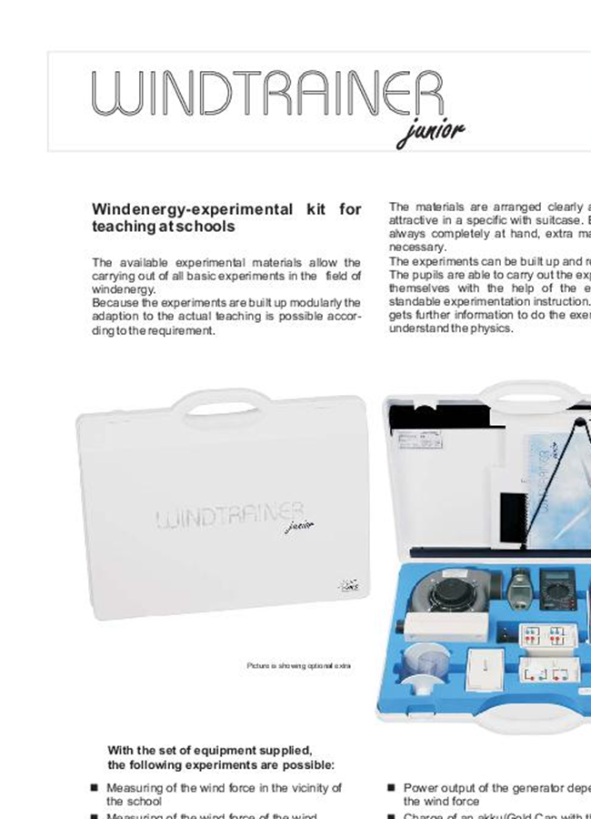 Windtrainer junior - Windenergy Experiment System- Brochure