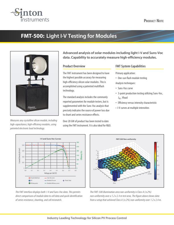 Sinton - Model FMT-500 - I-V Testing Light for Modules- Brochure