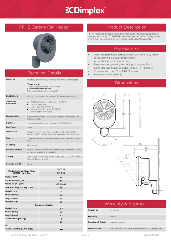 Dimplex - Model Q-Rad RF-X-081353 - Electric Radiator - Brochure