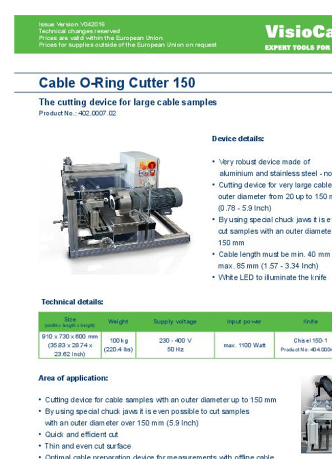Visio Cabling Visio Cable - Model VCPX5 - Cable Measuring Device Brochure
