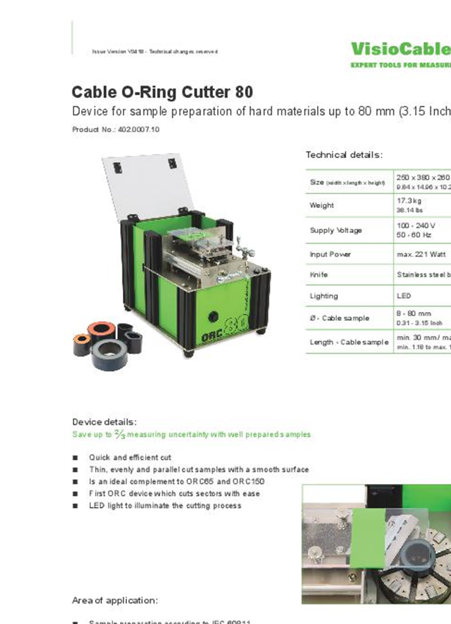 Visio Cable Visio Cable - Model VCPEx+ - Cable Measuring Device Brochure
