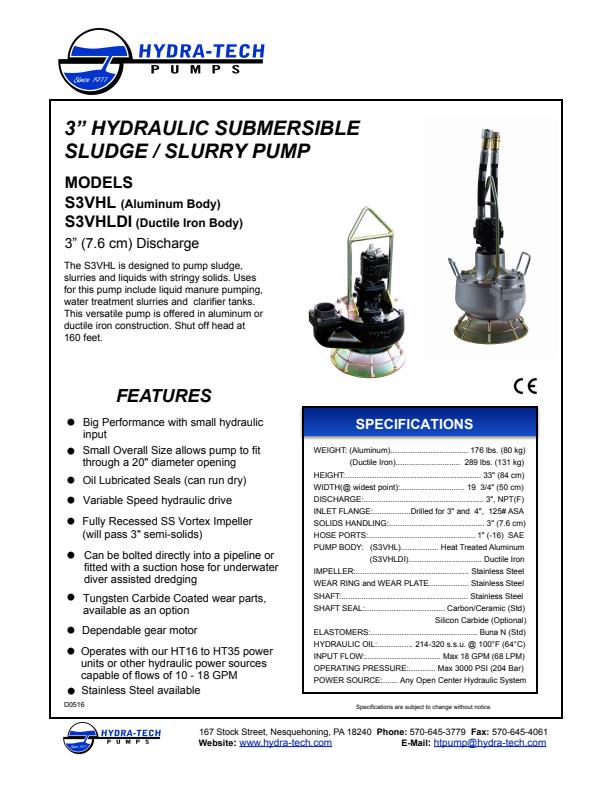 Hydra-Tech - Model S6200 - 8 Inch Hydraulic Submersible High ...