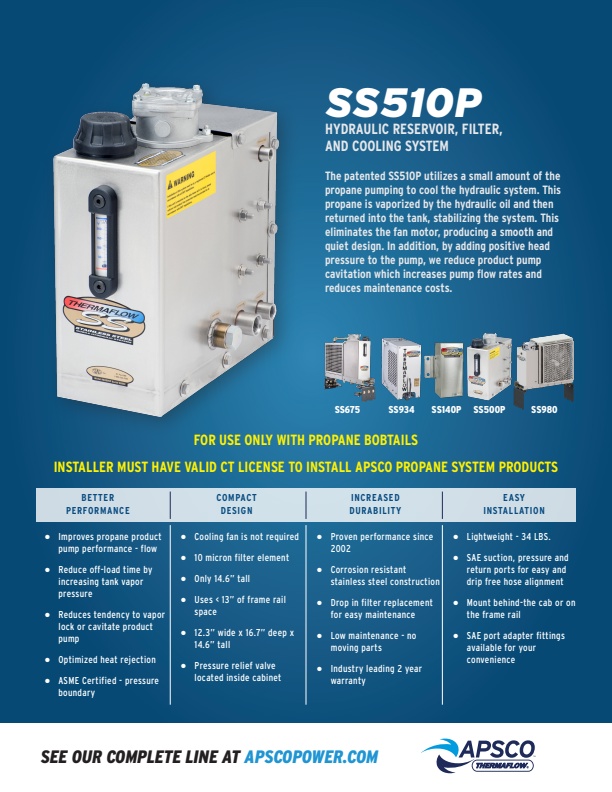 Apsco - Model Thermaflow SS510P - Propane Bobtail Stabilizer for ...