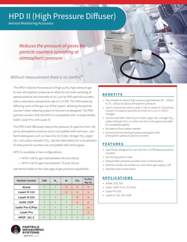 PMS - Model HPD II - High Pressure Diffuser for Aerosol Monitoring ...