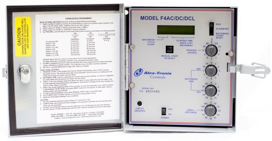 Alex-Tronix F4 AC/DC/DCL Filter Backwash Controllers
