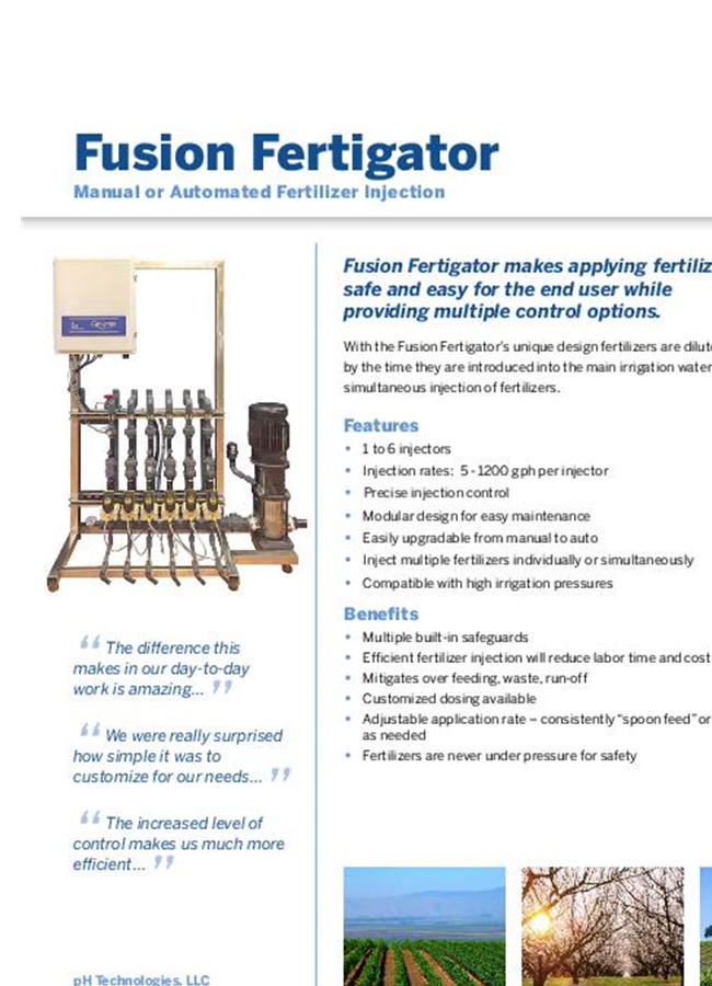 Fusion - Manual or Automated Fertilizer Injection Fertigator - Flyer