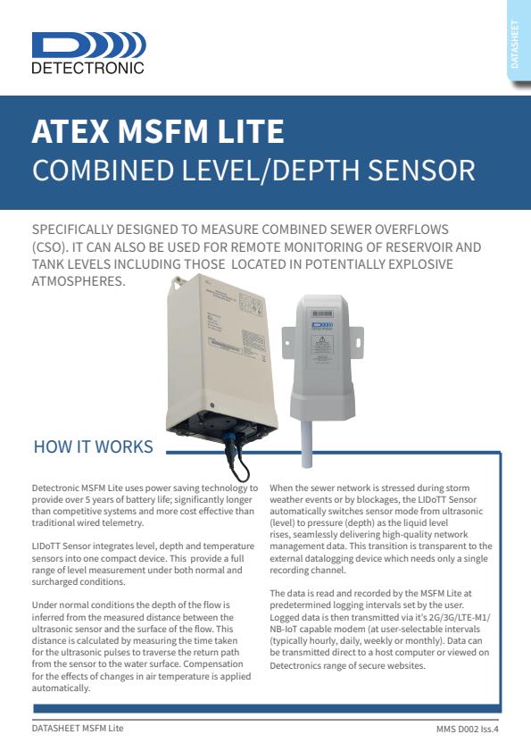 Detectronic - Model MSFM LITE - Water Level Sensor - Brochure