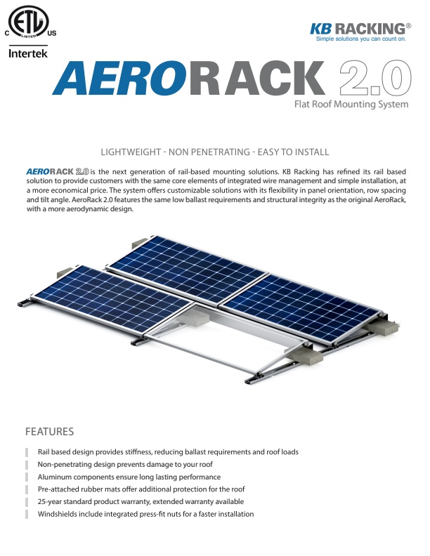 KB-Racking - Model AeroRack 2.0 - Flat Roof Solar Mounting System ...