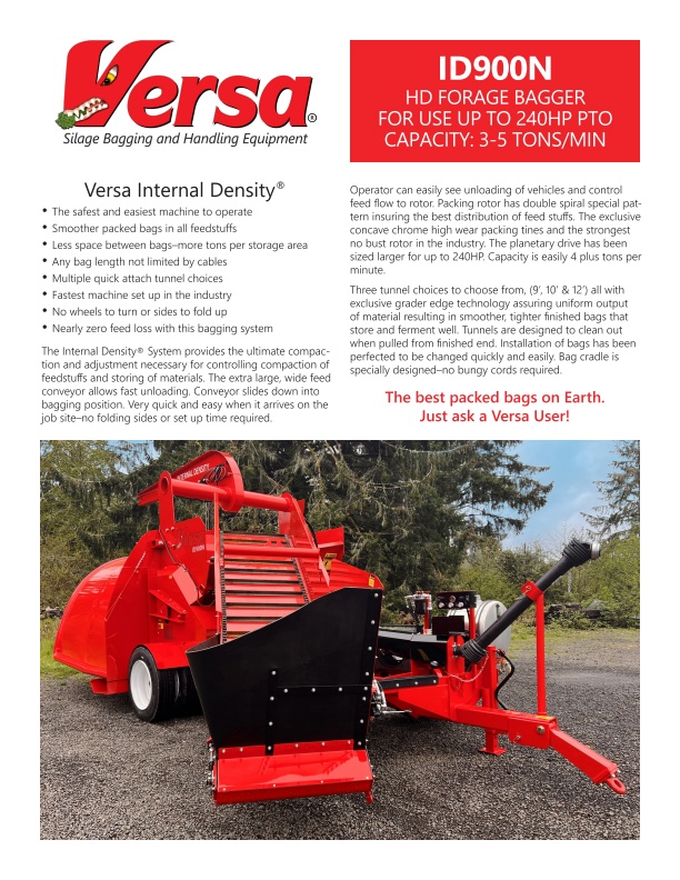 Versa - Model ID900N - Silage Bagger - Brochure