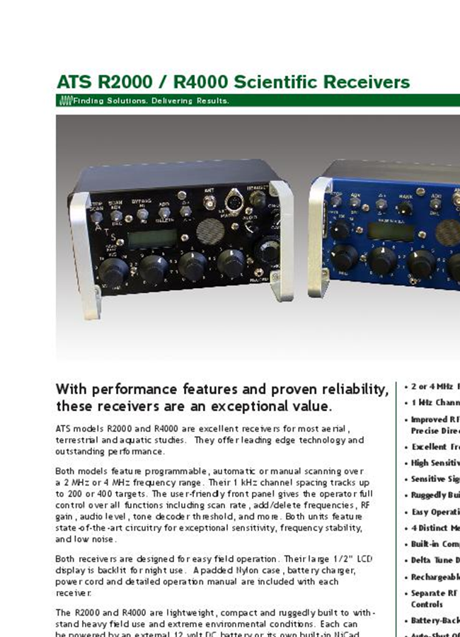 ATS - Model R4500CD - Coded Receiver-Datalogger -Brochure