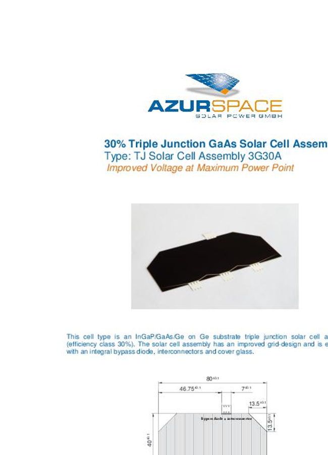 Space - Model 3G30C - Triple Junction Solar Cell - Brochure