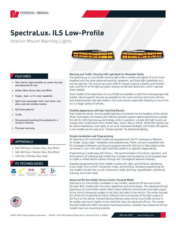 Federal Signal SpectraLux - Model ILS - Interior Mount Warning Lights ...