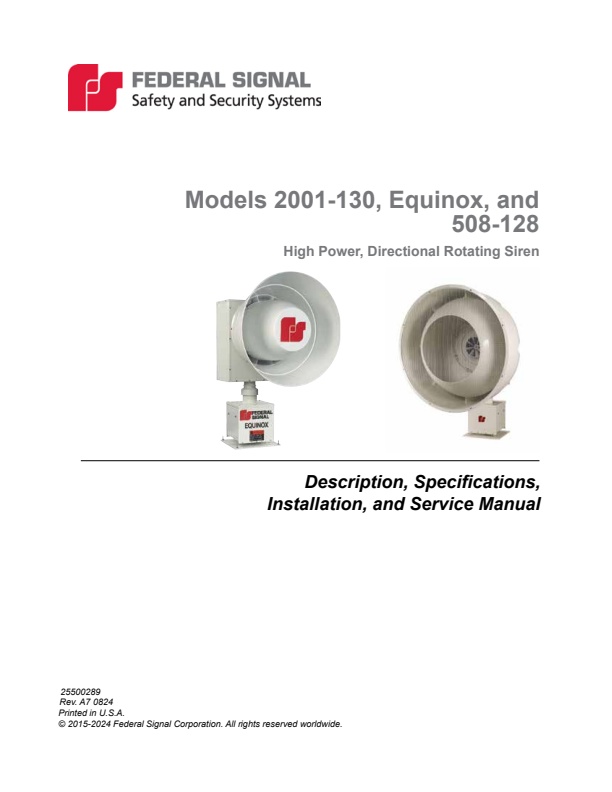 Models 2001-130, Equinox and 508-128 High Power, Directional Rotating ...