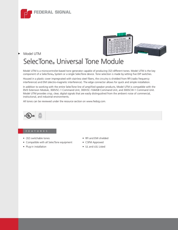 Federal Signal SelecTone - Model UTM - Universal Microcontroller-Based ...