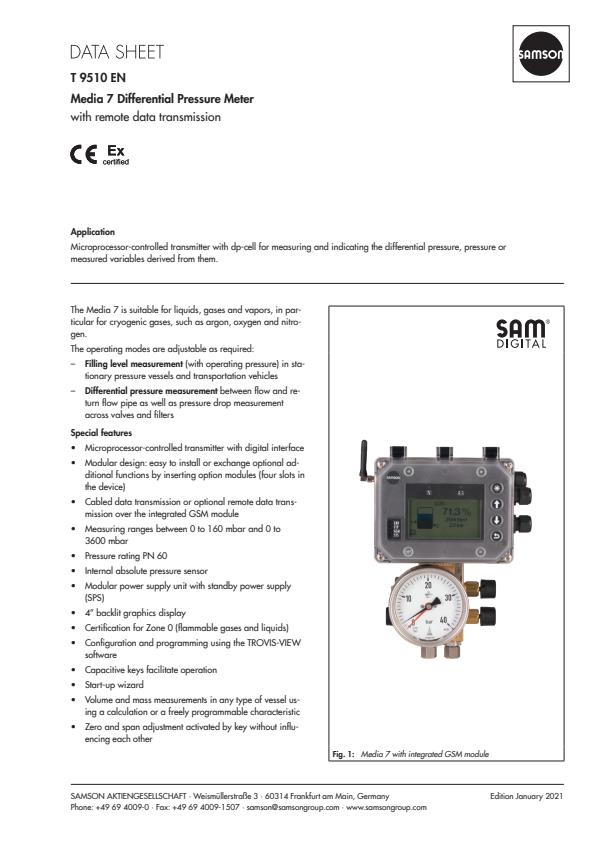 SAMSON - Model Media 7 (5007-1) - Differential Pressure Gauge with ...