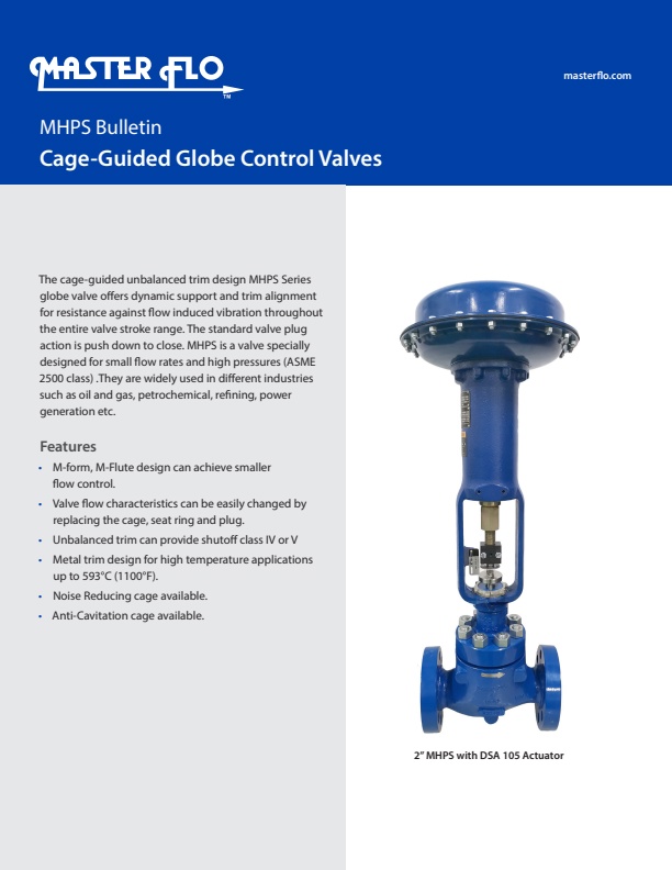 Master Flo - Model MHPS - Cage-Guided Globe Control Valve - Datasheet
