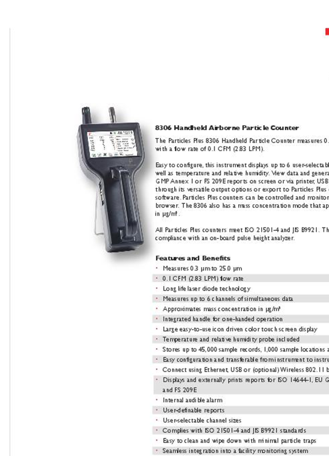 Particles Plus - Model 8306 - Handheld Airborne Particle Counter ...